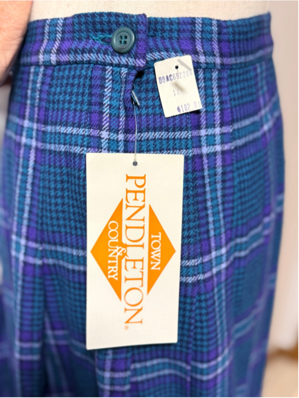 Vintage 80s Pendleton Town & Country Wool Plaid Skirt NWT Deadstock Size 12 Made - Picture 5 of 9